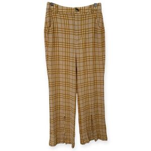 Revolve Capulet Baldwin Plaid High Rise‎ Cropped Slit Hem Crinkle Fabric XS